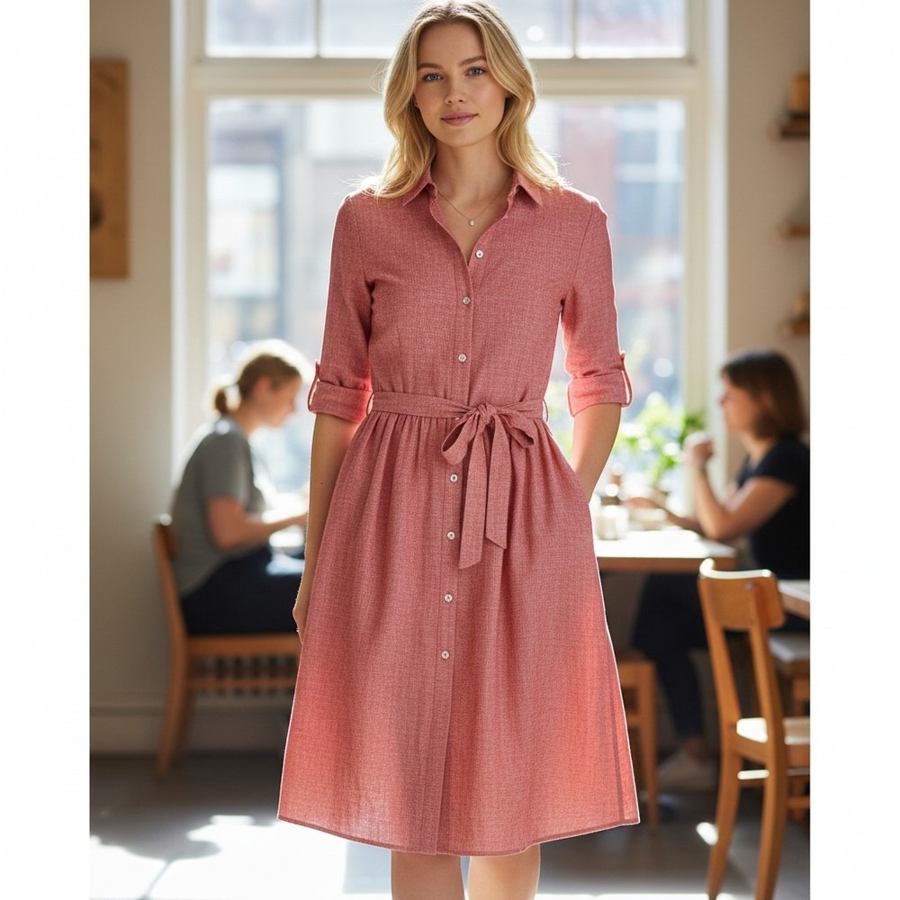 Lands' End Pink‎ Long Sleeve Dress size 2